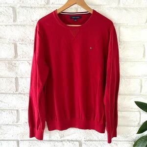 Tommy Hilfiger Red Crewneck Sweater Classic Knit